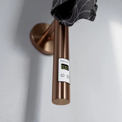 Pulcher Style PS14 - Elektrisk håndkletørker m/timer, PVD børstet kobber