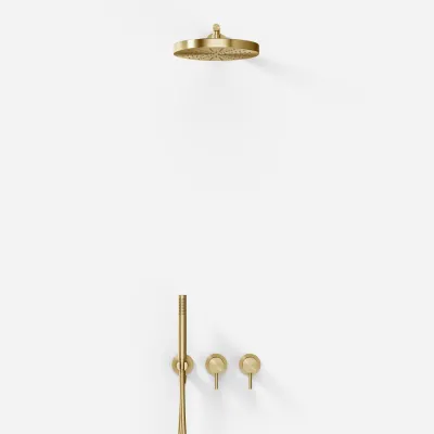 Semplice SBR801 S01 - Dusjsett, Ø24 cm, Vegg, PVD Børstet Messing