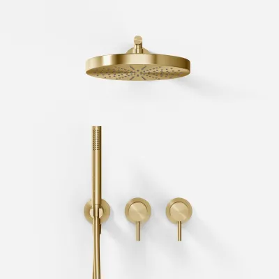 Semplice SBR801 S01 - Dusjsett, Ø24 cm, Vegg, PVD Børstet Messing