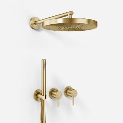 Semplice SBR801 S02 - Dusjsett, Ø28 cm, Vegg, PVD Børstet Messing