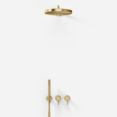 Semplice SBR801 S02 - Dusjsett, Ø28 cm, Vegg, PVD Børstet Messing