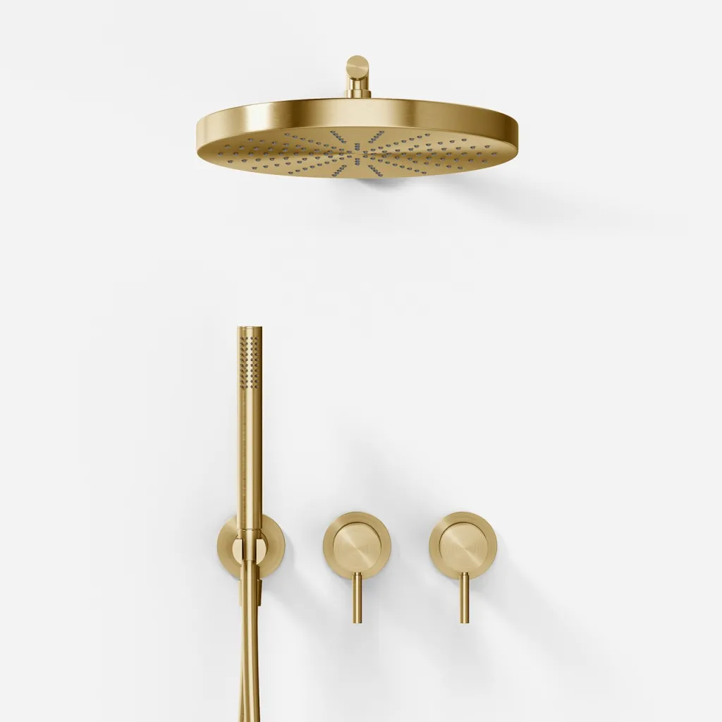 Semplice SBR801 S02 - Dusjsett, Ø28 cm, Vegg, PVD Børstet Messing