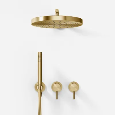 Semplice SBR801 S02 - Dusjsett, Ø28 cm, Vegg, PVD Børstet Messing