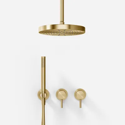 Semplice SBR801 S03 - Dusjsett, Ø24 cm, Tak, PVD Børstet Messing