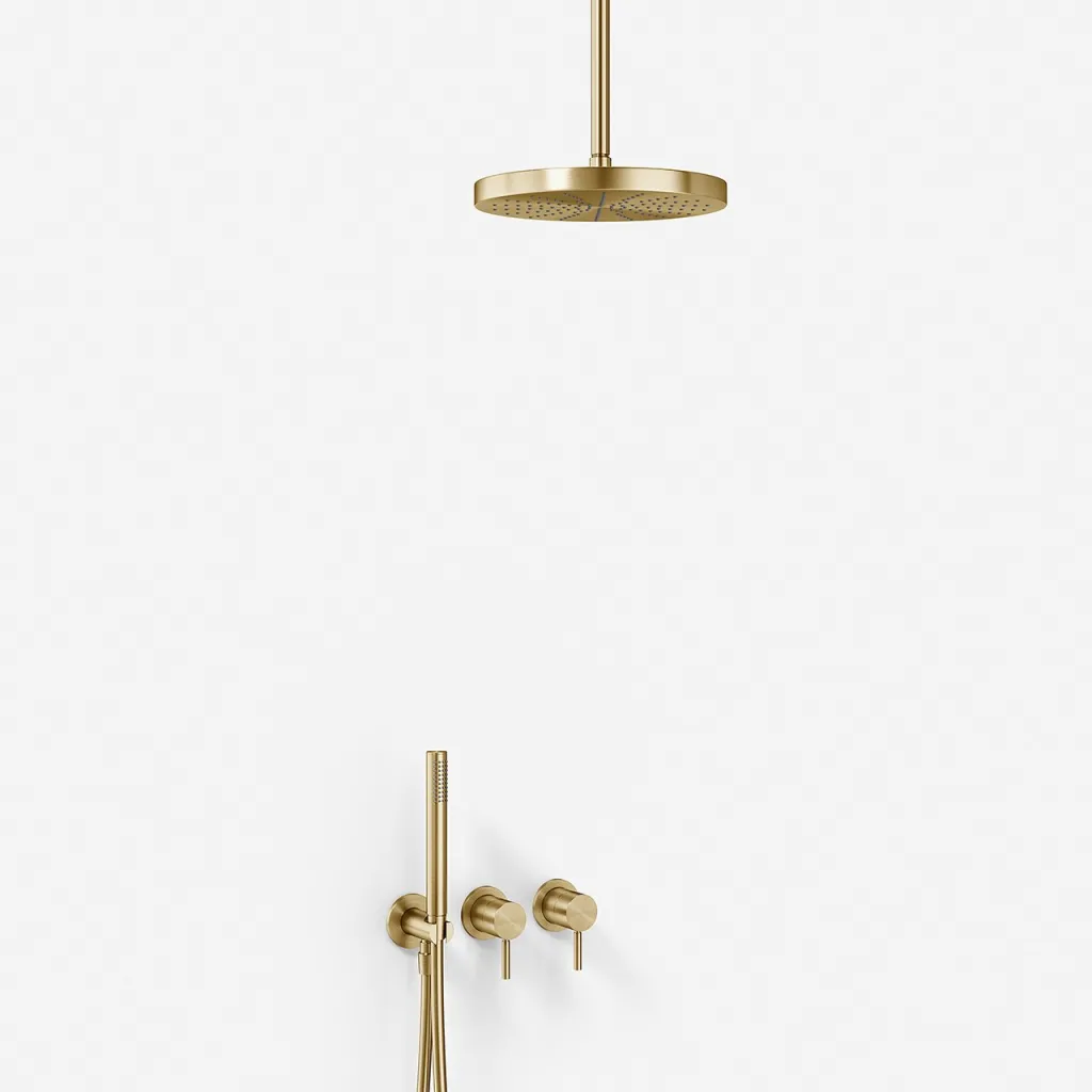 Semplice SBR801 S04 - Dusjsett, Ø28 cm, Tak, PVD Børstet Messing
