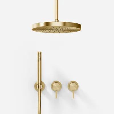 Semplice SBR801 S04 - Dusjsett, Ø28 cm, Tak, PVD Børstet Messing