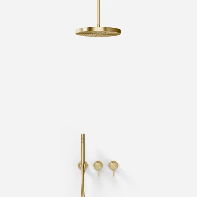 Semplice SBR801 S04 - Dusjsett, Ø28 cm, Tak, PVD Børstet Messing