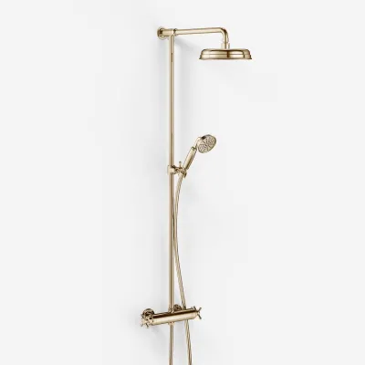 Hassel&Teudt HRL10 II S01 - SmartTerm dusjstangsett m/Ø21 cm. Rain DeLuxe med EasyClean, polert messing, naturlig
