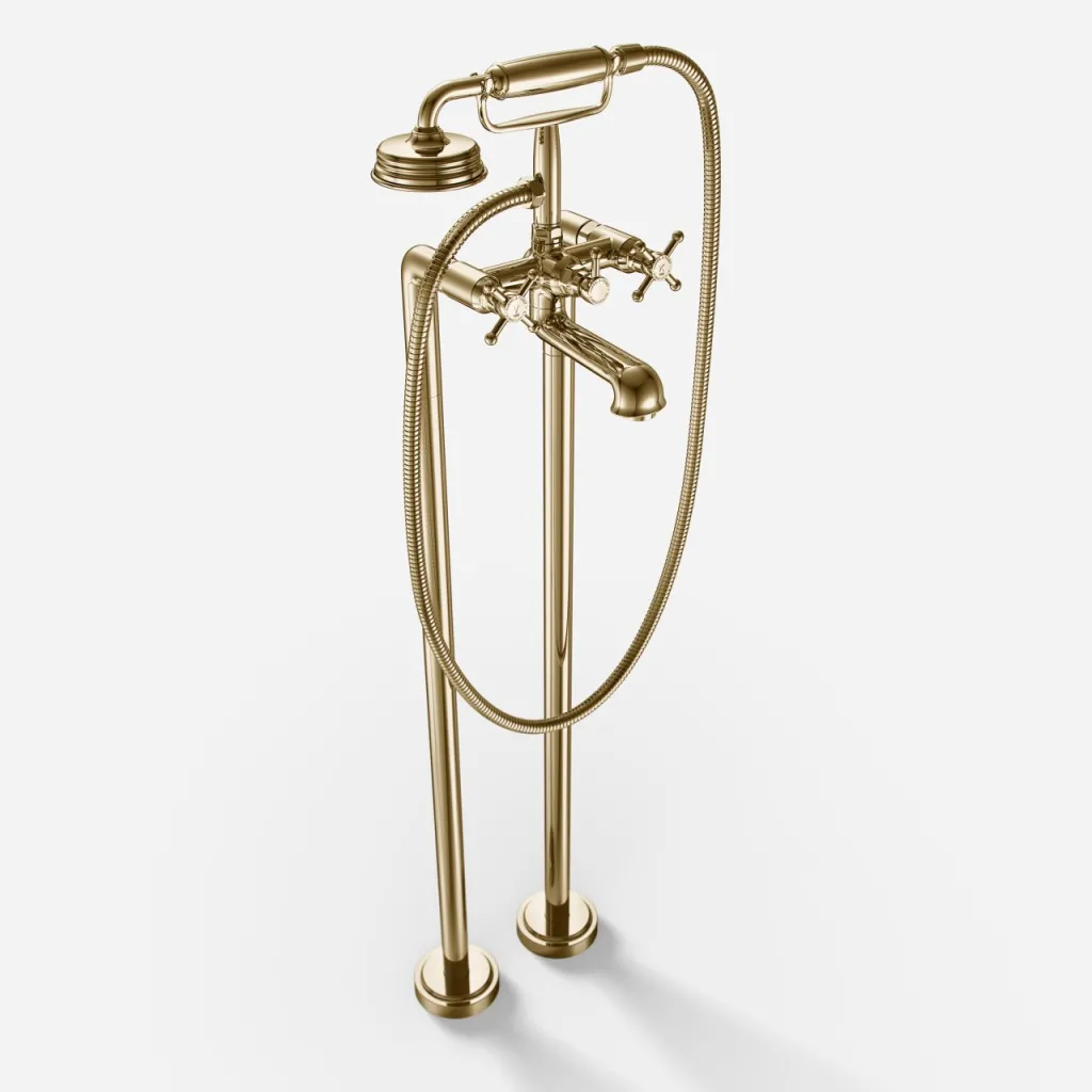 Hassel&Teudt HBK702 - Frittstående badekararmatur, polert messing naturfarget