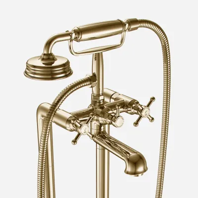 Hassel&Teudt HBK702 - Frittstående badekararmatur, polert messing naturfarget