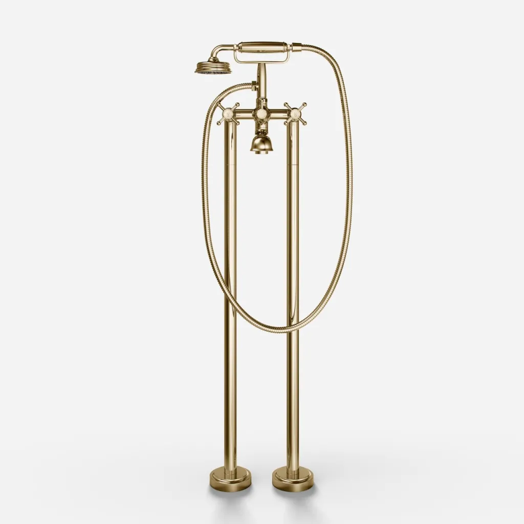 Hassel&Teudt HBK702 - Frittstående badekararmatur, polert messing naturfarget