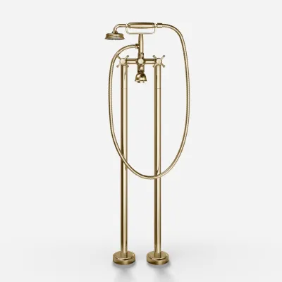 Hassel&Teudt HBK702 - Frittstående badekararmatur, polert messing naturfarget