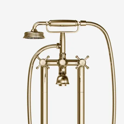 Hassel&Teudt HBK702 - Frittstående badekararmatur, polert messing naturfarget