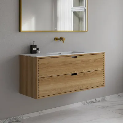 CPH Tapwork Soho 120 - MKII, skap i naturlig eik inkludert matt hvit SolidTec-vask
