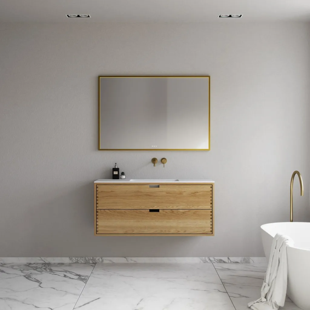 CPH Tapwork Soho 120 - MKII, skap i naturlig eik inkludert matt hvit SolidTec-vask