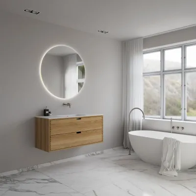 CPH Tapwork Soft 120 - MKII, skap i naturlig eik inkludert matt hvit SolidTec-vask