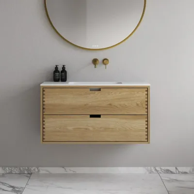 CPH Tapwork Soft 100 - MKII, skap i naturlig eik inkludert matt hvit SolidTec-vask