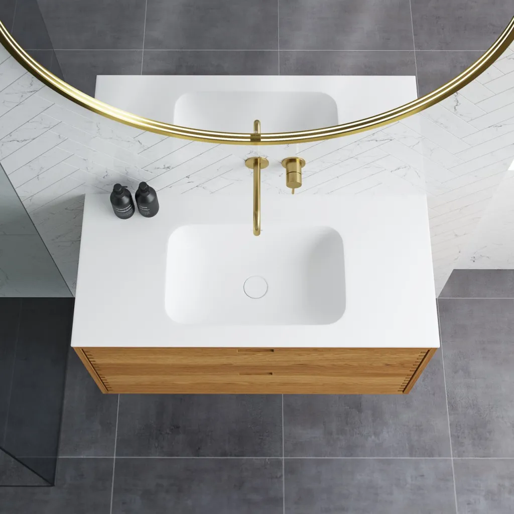 CPH Tapwork Soft 100 - MKII, skap i naturlig eik inkludert matt hvit SolidTec-vask