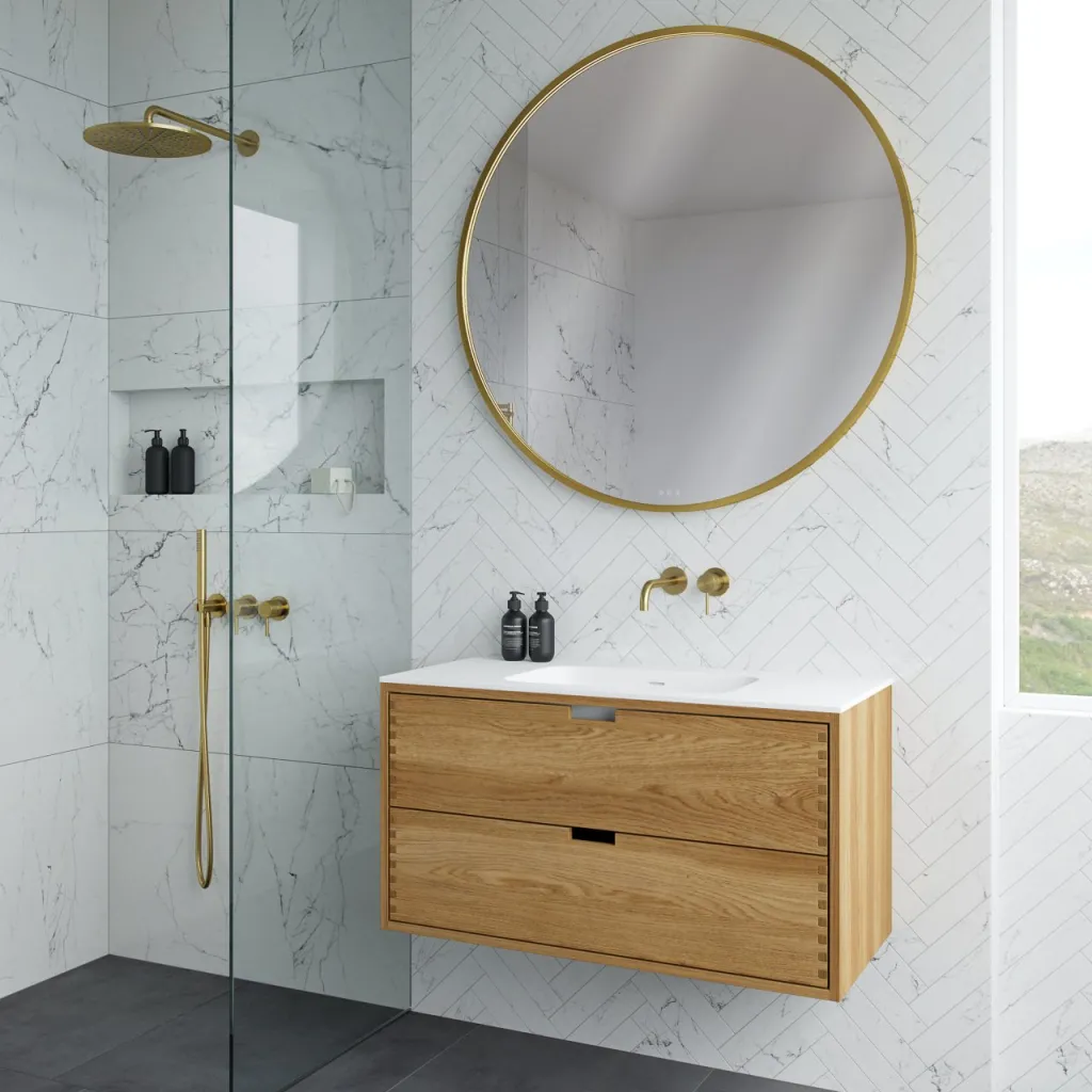 CPH Tapwork Soft 100 - MKII, skap i naturlig eik inkludert matt hvit SolidTec-vask