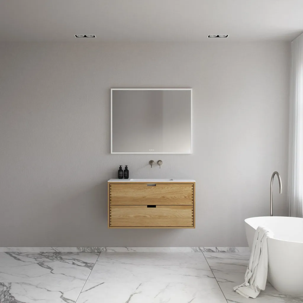 CPH Tapwork Soho 100 - MKII, skap i naturlig eik inkludert matt hvit SolidTec-vask