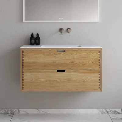 CPH Tapwork Soho 100 - MKII, skap i naturlig eik inkludert matt hvit SolidTec-vask
