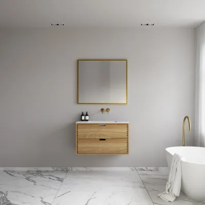 CPH Tapwork Soho 90 - MKII, skap i naturlig eik inkludert matt hvit SolidTec-vask