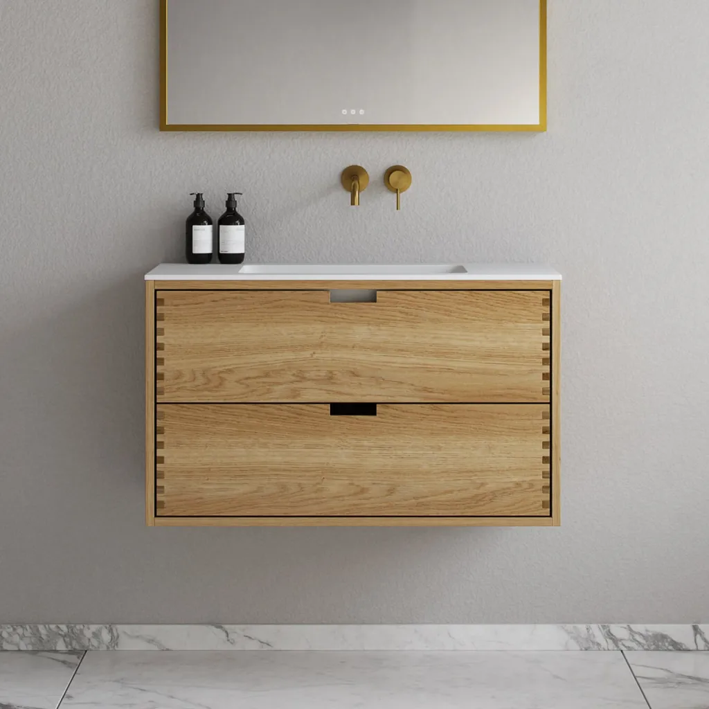 CPH Tapwork Soho 90 - MKII, skap i naturlig eik inkludert matt hvit SolidTec-vask