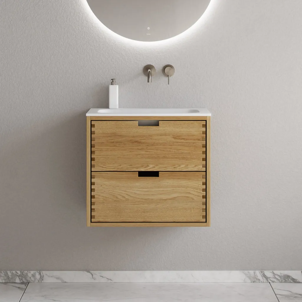 CPH Tapwork Soft 60 - MKII, skap i naturlig eik inkludert matt hvit SolidTec-vask