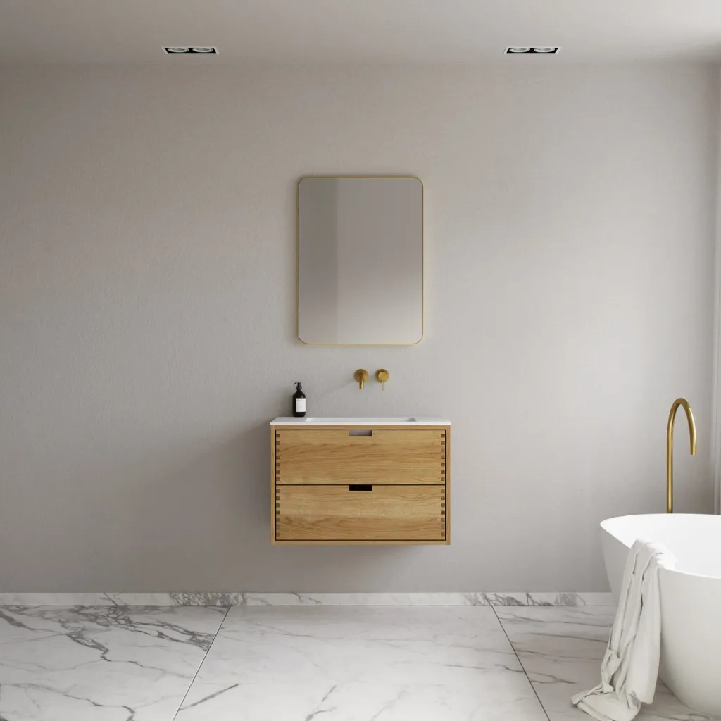 CPH Tapwork Soho 80 - MKII, skap i naturlig eik inkludert matt hvit SolidTec-vask