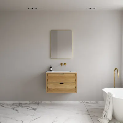 CPH Tapwork Soho 80 - MKII, skap i naturlig eik inkludert matt hvit SolidTec-vask