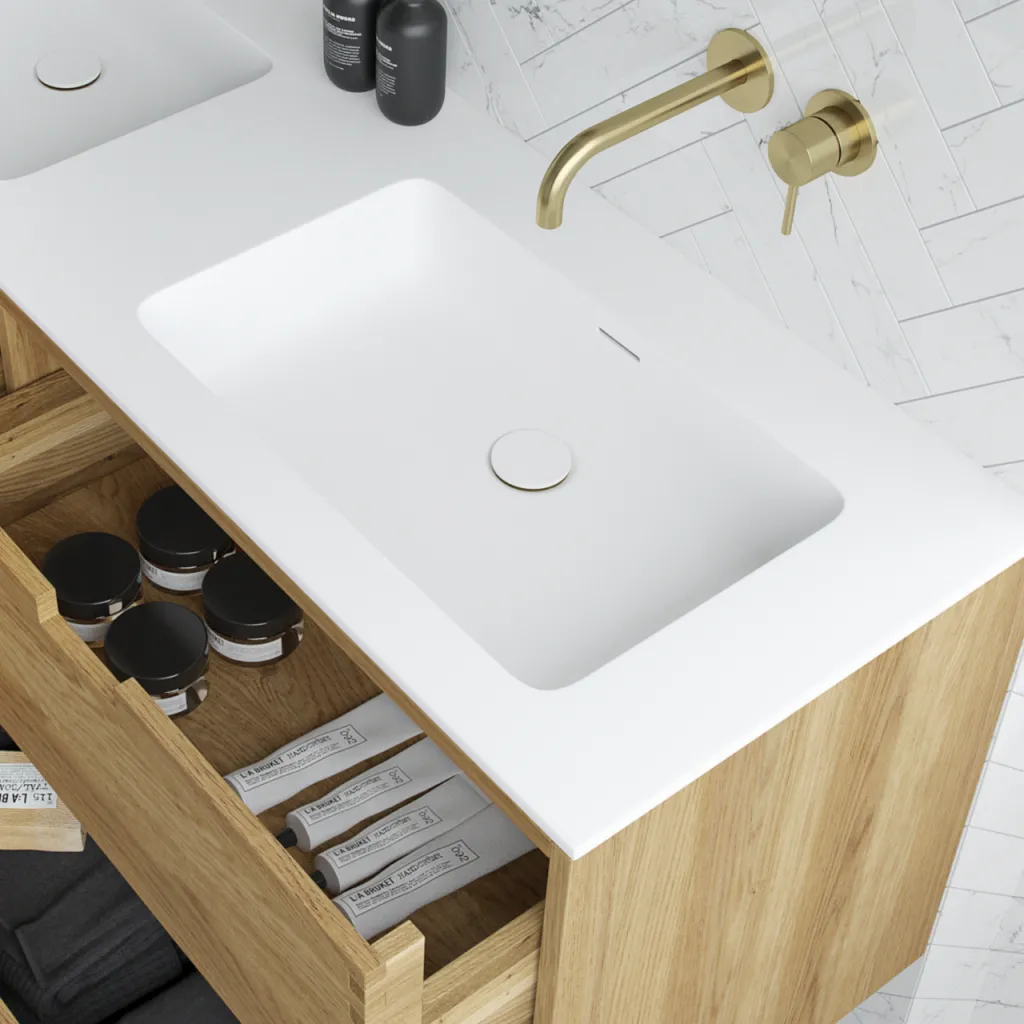 CPH Tapwork Soho 80 - MKII, skap i naturlig eik inkludert matt hvit SolidTec-vask