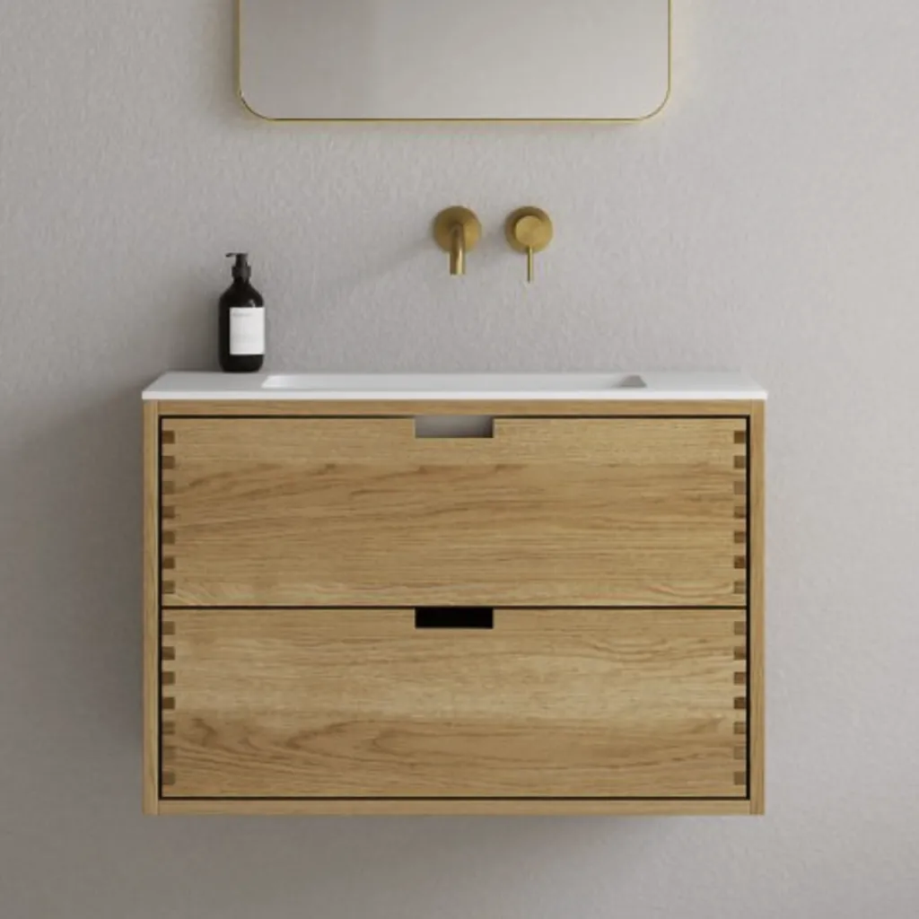 CPH Tapwork Soho 80 - MKII, skap i naturlig eik inkludert matt hvit SolidTec-vask