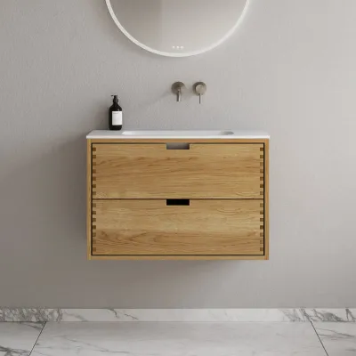 CPH Tapwork Soft 80 - MKII, skap i naturlig eik inkludert matt hvit SolidTec-vask
