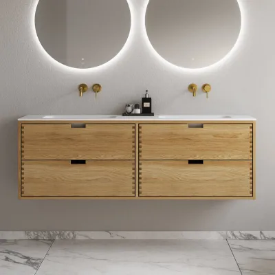 CPH Tapwork Soft 160D - MKII, skap i naturlig eik inkludert matt hvit SolidTec-vask