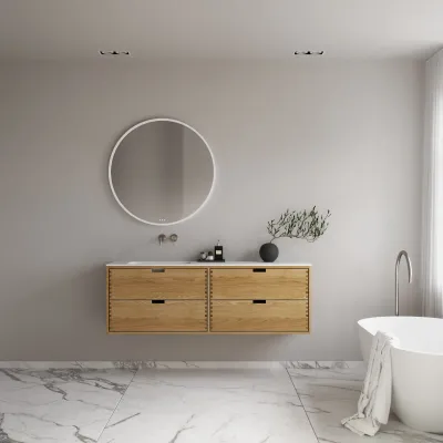 CPH Tapwork Soft 160L - MKII, skap i naturlig eik inkludert matt hvit SolidTec-vask