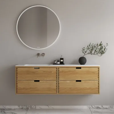 CPH Tapwork Soft 160L - MKII, skap i naturlig eik inkludert matt hvit SolidTec-vask