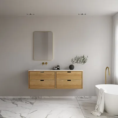 CPH Tapwork Soho 160L - MKII, skap i naturlig eik inkludert matt hvit SolidTec-vask