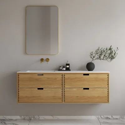 CPH Tapwork Soho 160L - MKII, skap i naturlig eik inkludert matt hvit SolidTec-vask