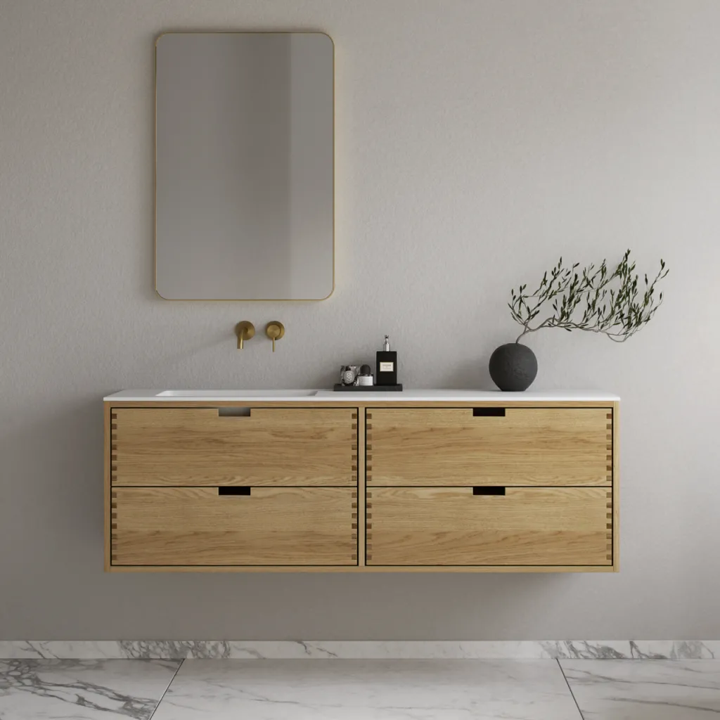 CPH Tapwork Soho 160L - MKII, skap i naturlig eik inkludert matt hvit SolidTec-vask