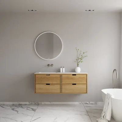 CPH Tapwork Soho 140L - MKII, skap i naturlig eik inkludert matt hvit SolidTec-vask