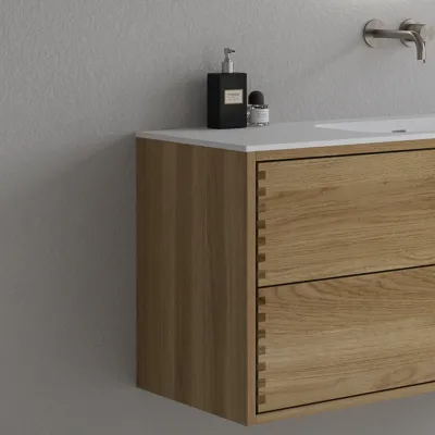 CPH Tapwork Soft 140L - MKII, skap i naturlig eik inkludert matt hvit SolidTec-vask