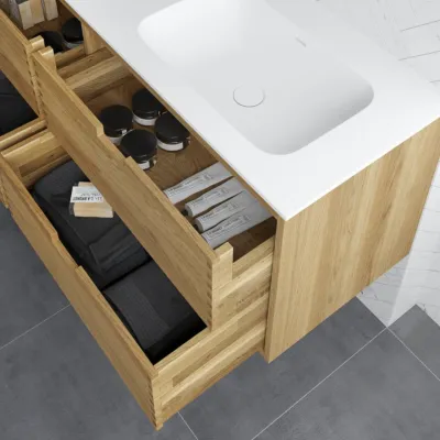 CPH Tapwork Soft 140L - MKII, skap i naturlig eik inkludert matt hvit SolidTec-vask