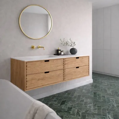 CPH Tapwork Soft 140L - MKII, skap i naturlig eik inkludert matt hvit SolidTec-vask