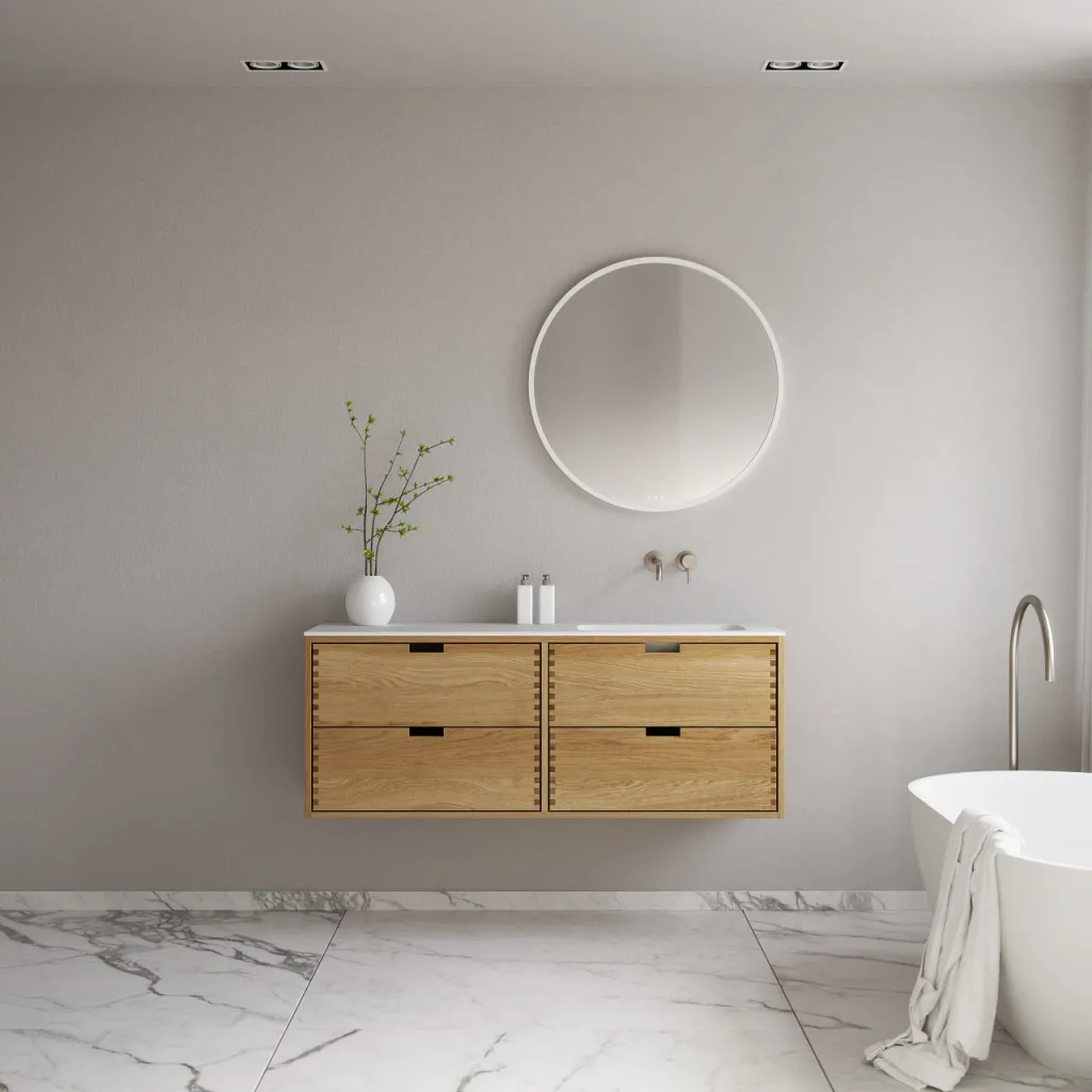 CPH Tapwork Soft 140R - MKII, skap i naturlig eik inkludert matt hvit SolidTec-vask