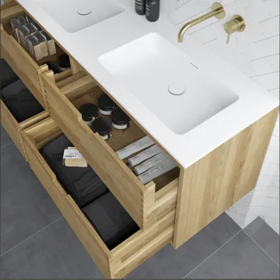 CPH Tapwork Soho 140R - MKII, skap i naturlig eik inkludert matt hvit SolidTec-vask