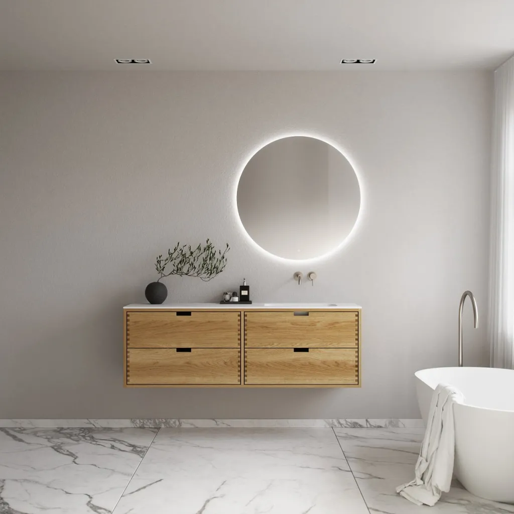 CPH Tapwork Soft 160R - MKII, skap i naturlig eik inkludert matt hvit SolidTec-vask