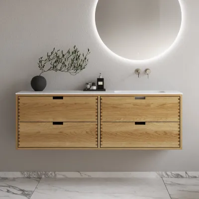 CPH Tapwork Soft 160R - MKII, skap i naturlig eik inkludert matt hvit SolidTec-vask