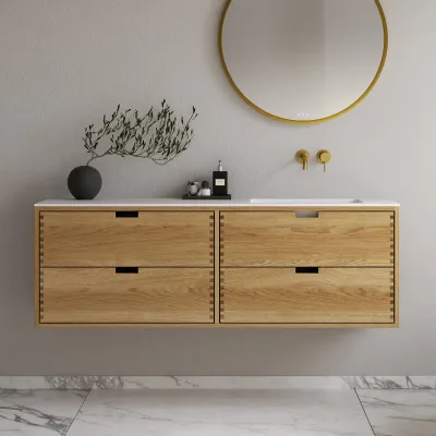 CPH Tapwork Soho 160R - MKII, skap i naturlig eik inkludert matt hvit SolidTec-vask