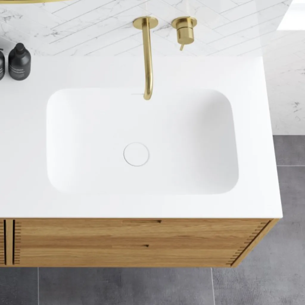 CPH Tapwork Soho 160R - MKII, skap i naturlig eik inkludert matt hvit SolidTec-vask