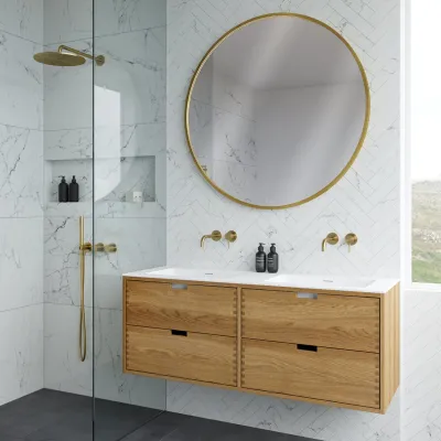 CPH Tapwork Soho 140D - MKII, fingertappede skap i naturlig eik inkludert Mathvid SolidTec®-vask